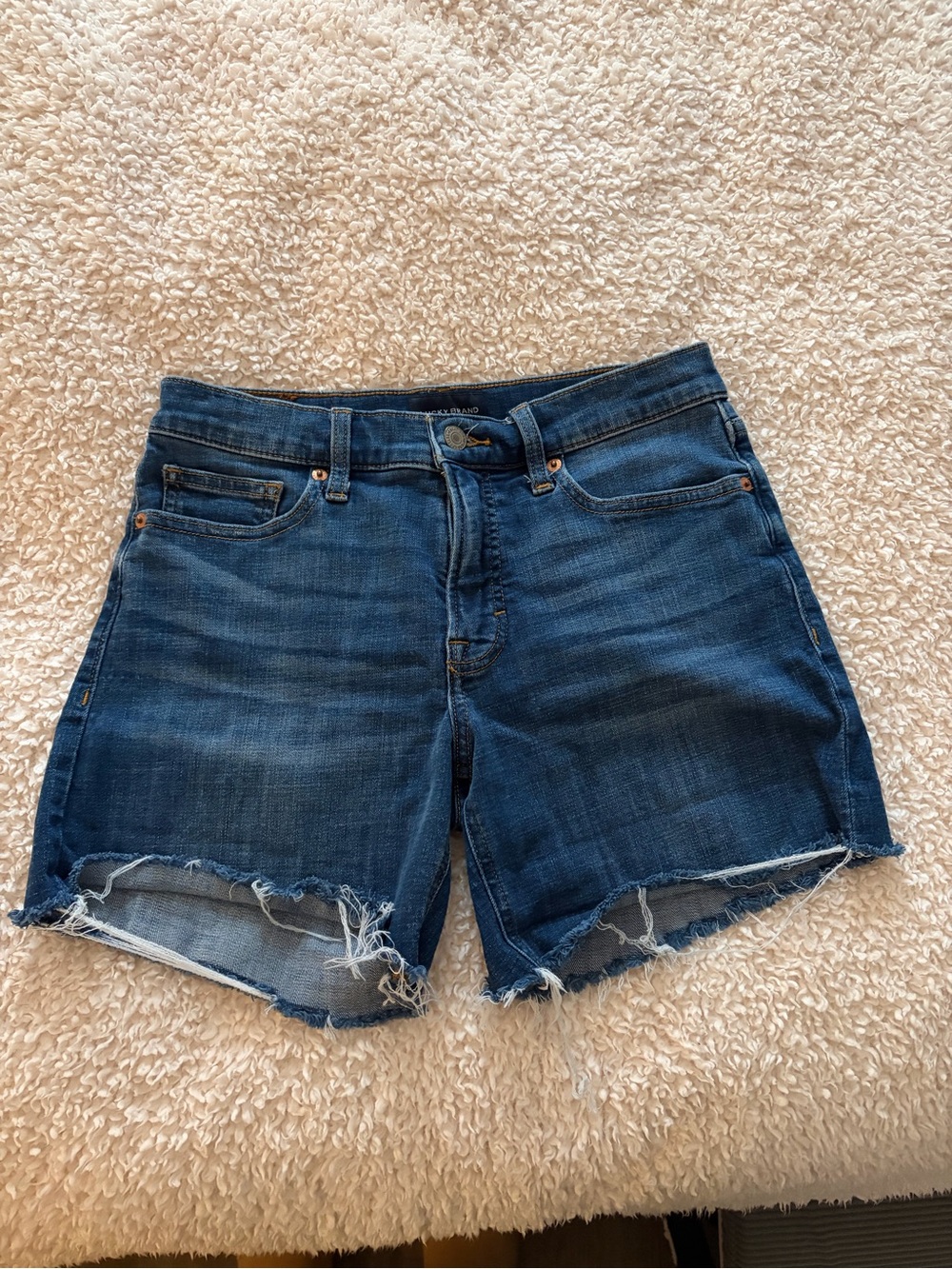 Lucky Brand Dark Blue Distressed Denim Cutoff Shorts SIZE 4, 5 Inch inseam